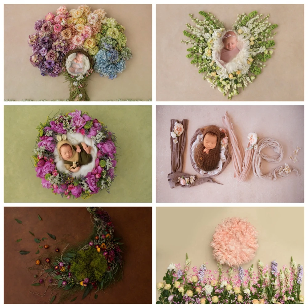 Виниловый фон для фотостудии новорожденные дети Цветы Листья тема пола реквизит