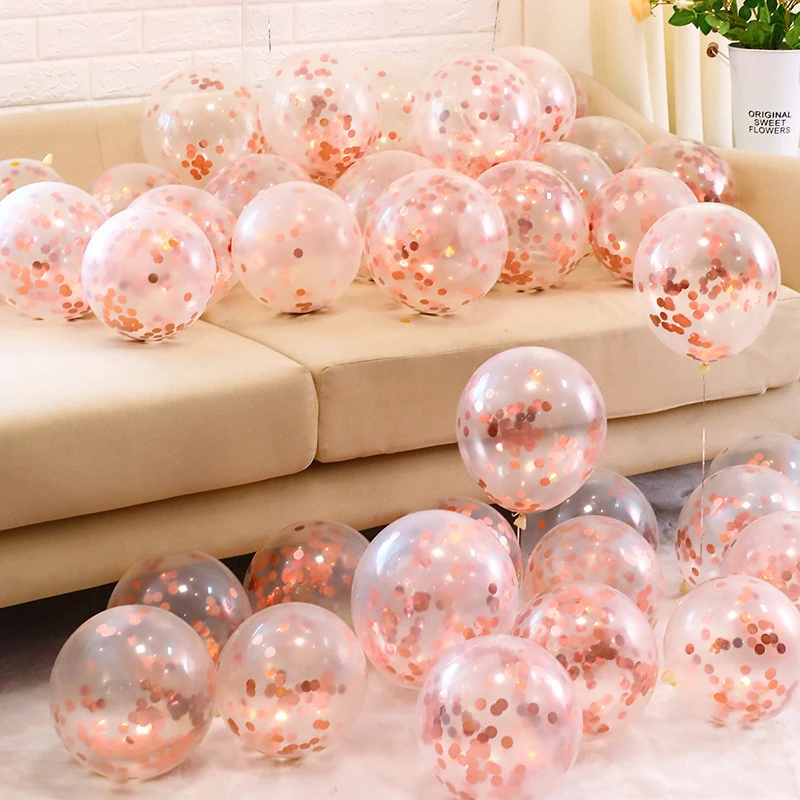 

10pcs 12inch Rose Gold Confetti Latex Balloons Wedding Ballons Globos Birthday Party Decorations Kids Inflatable Helium Balloon