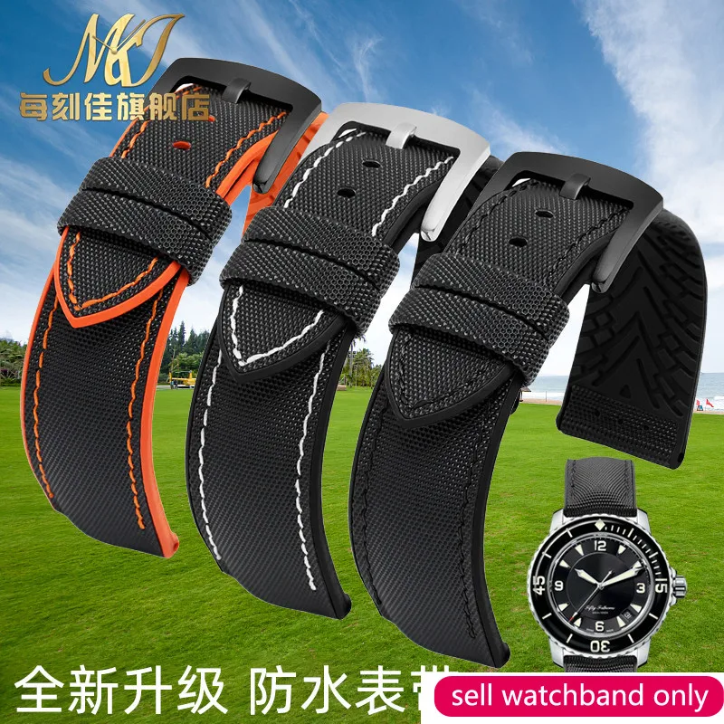 

For Biancpain Mido Citizen Men's Waterproof Nylon Watch Strap Silicone Band Watch Band 22 23mm