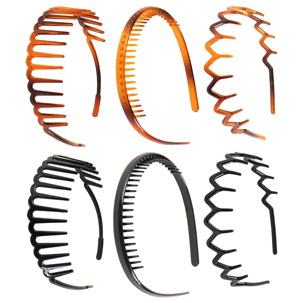 

6PCS Invisible Toothed Hair Clasps Simple Unisex Elastic Wash Face Hair Hoops