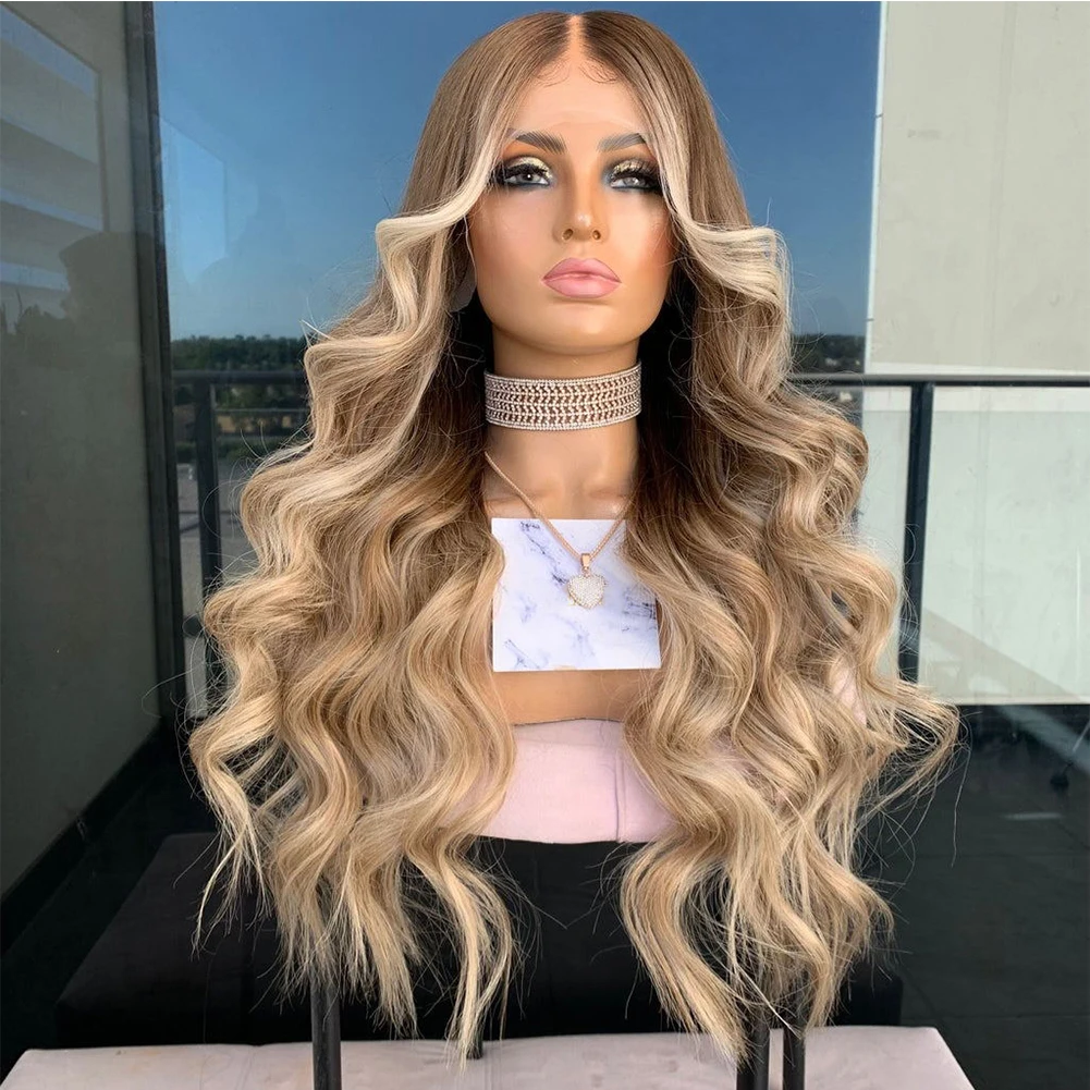 

Rose Blonde Highlight Wig Human Hair for Women 13x4/13x6 Lace Frontal Wig Pre Plucked 28" Long Wavy Lace Front Human Hair Wigs