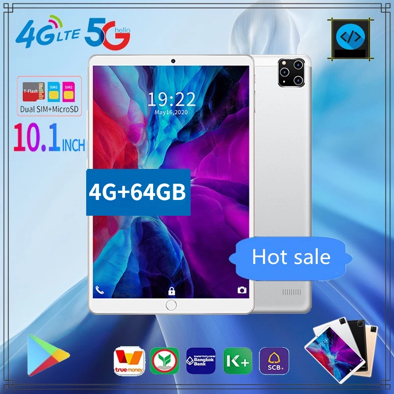 10.1 Inch 4G+64GB Hot Sale Tablet PC Android Tablet Android 9.0 Support 4G Dual Card Phone Call 1280*800 Android Tablet