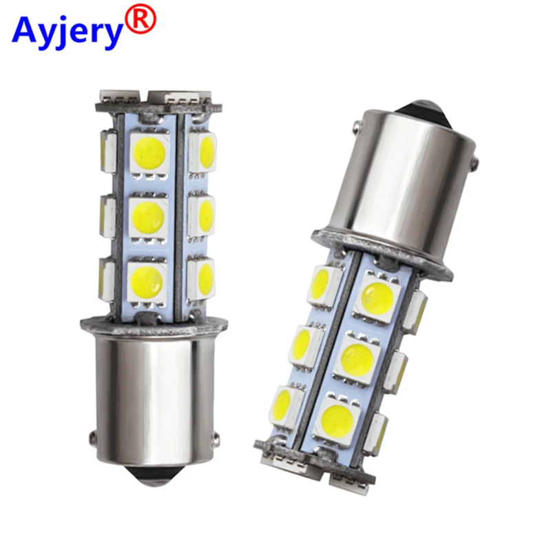 

AYJERY 30Pcs S25 1156 BA15S 5050 18 SMD 1157 BAY15D Car Leds Lights Brake Lights Turn Signal Lamp Backup Lights White DC 12V 24V