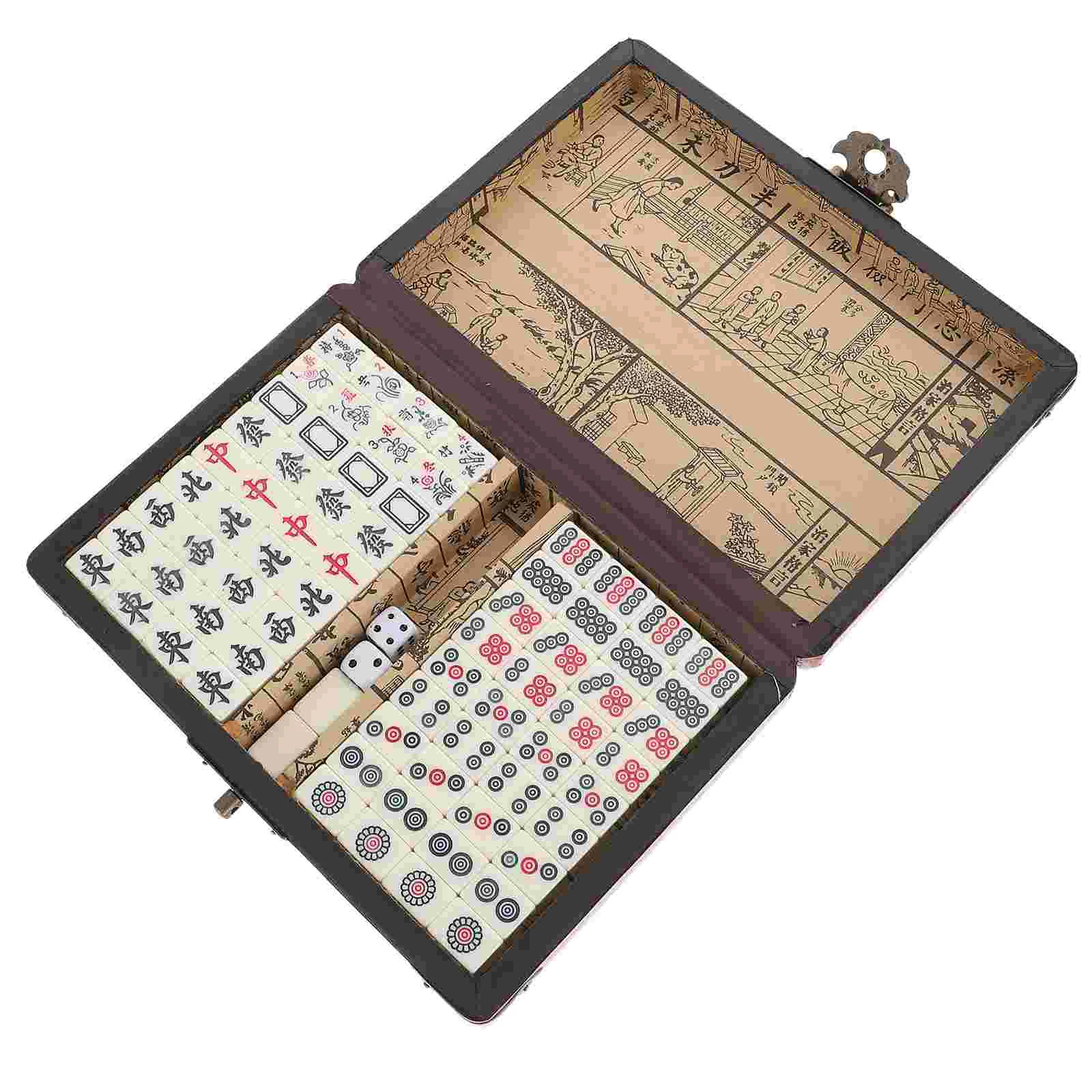 

1 Set Portable Mahjong Set Chinese Mahjong Game Playthings Kit for Home Travel
