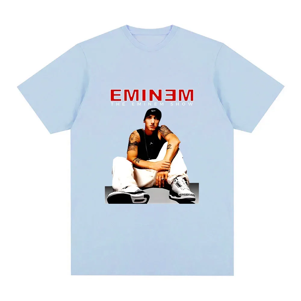 Хлопковая футболка с принтом в стиле рэпера коротким рукавом и круглым вырезом