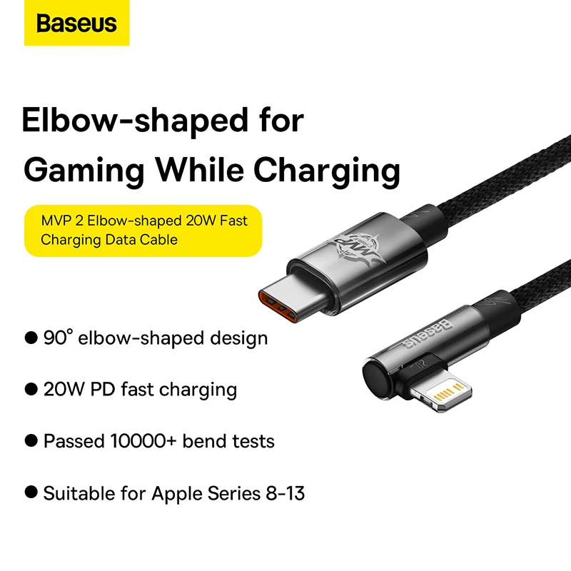 

Baseus 90 Degree PD 20W USB Type C Cable For iPhone 14 13 12 11 Pro Max Mini Fast Charging Charger USBC Data Wire Cable For iPad