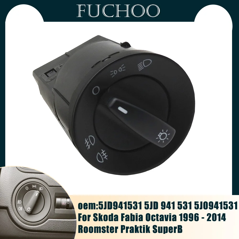 

Car Accessories Headlight Fog Lamp Switch Knob For SKODA Fabia Octavia 1996-2014 Roomster Praktik SuperB 5JD941531 5JD 941 531