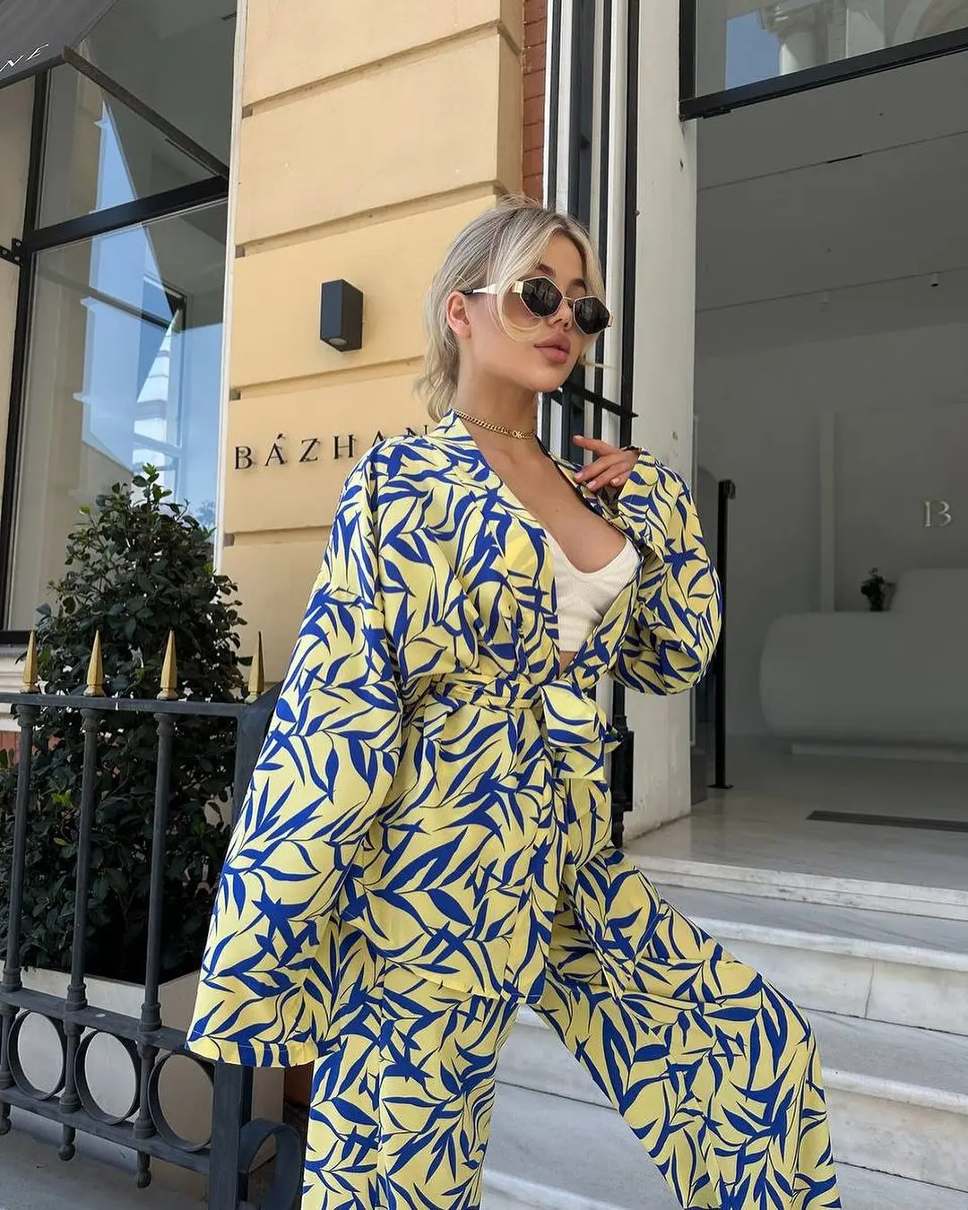 Женские комплекты из топа и брюк на шнуровке с полосатым принтом рубашка длинным