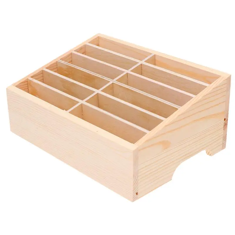 

12 Grids Mobile Phone Desktop Organizer Box Temporary Wooden Phone Box