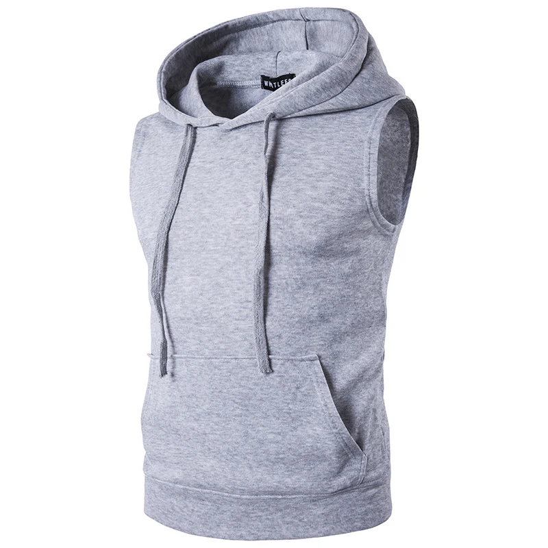 

Hooded Tank Top Men's Clothing Pocket Vest Coat Autumn Spring Thin Sports Vest Men Pullovers Hoodie Vest Mens Tank Top