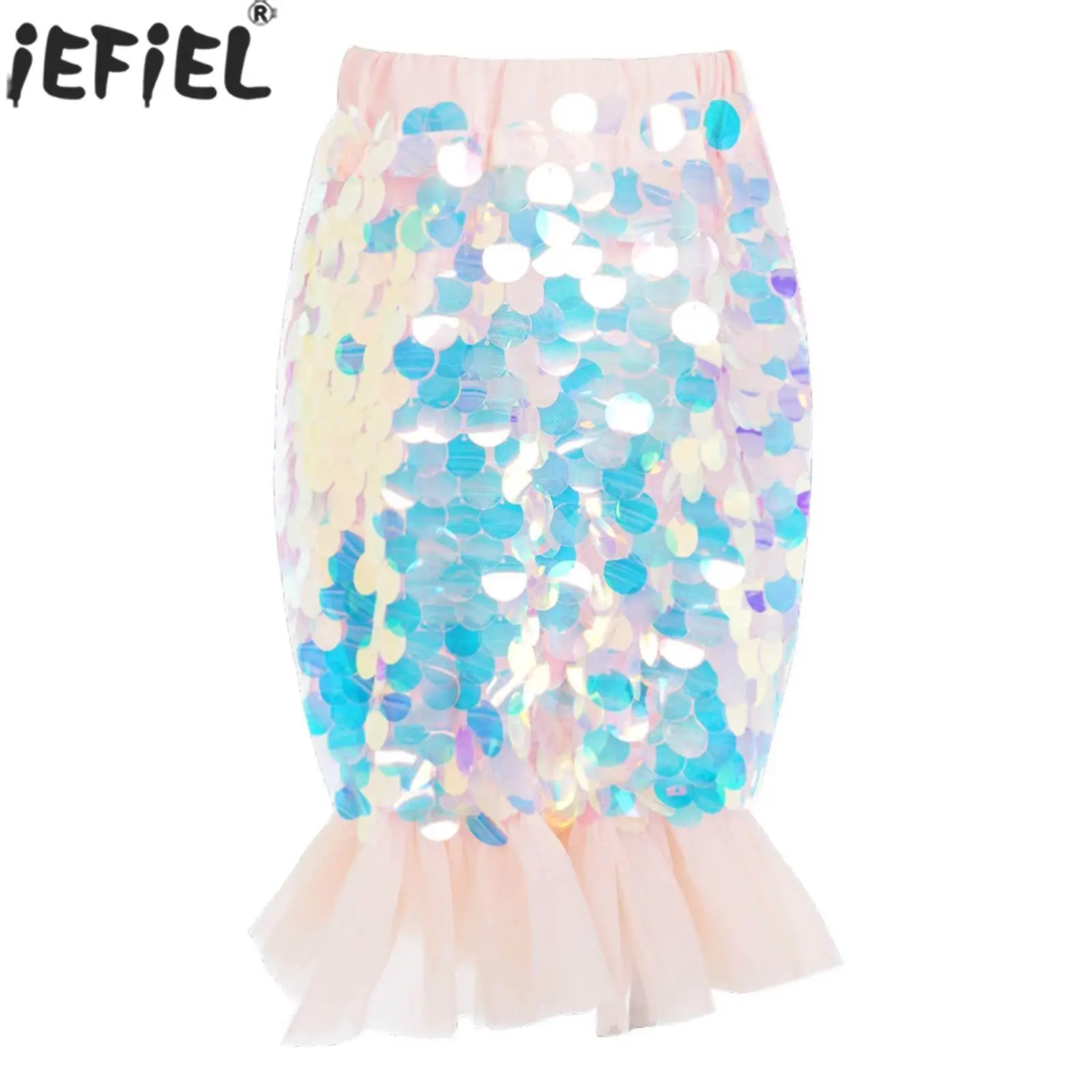 

Сетчатая юбка-пачка с блестками для девочек, юбка принцессы русалки, Одежда для танцев, повседневная одежда для фотографии, костюм для коспл...