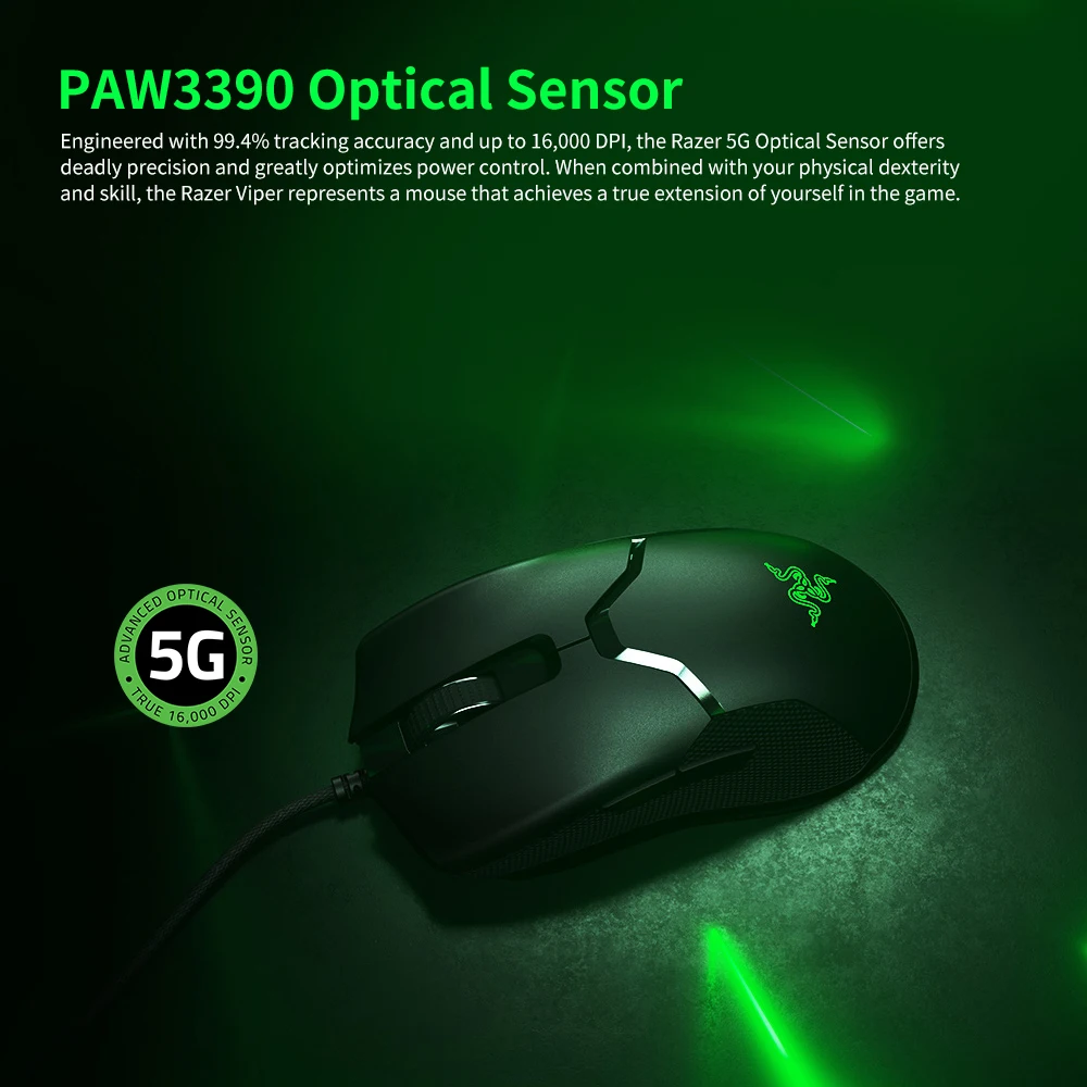 Игровая мышь Razer Viper Ультралегкая Ambidextrous проводная 16000DPI оптический сенсор Chroma RGB