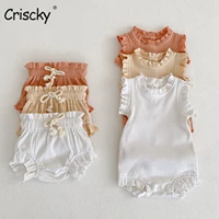 criscky 2pcs infant baby girl clothes set ruffle newborn girl romper topsbloomer baby outfits summer baby girl clothing