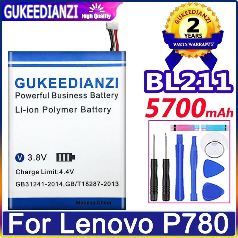 Сменный аккумулятор 5700 мАч для Lenovo P780 BL211 BL-211 аккумуляторы + Бесплатные