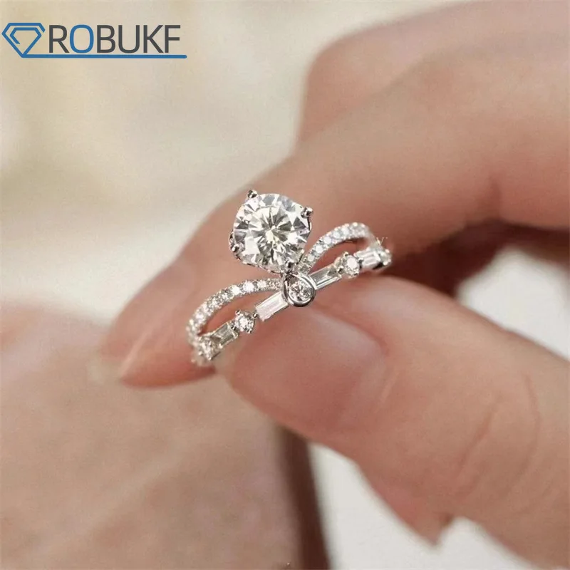 

GRA Certified 1CT Real Moissanite Rings For Woman D Color VVS1 Lab Diamond S925 Sliver Engagement Promise Wedding Band Jewelry