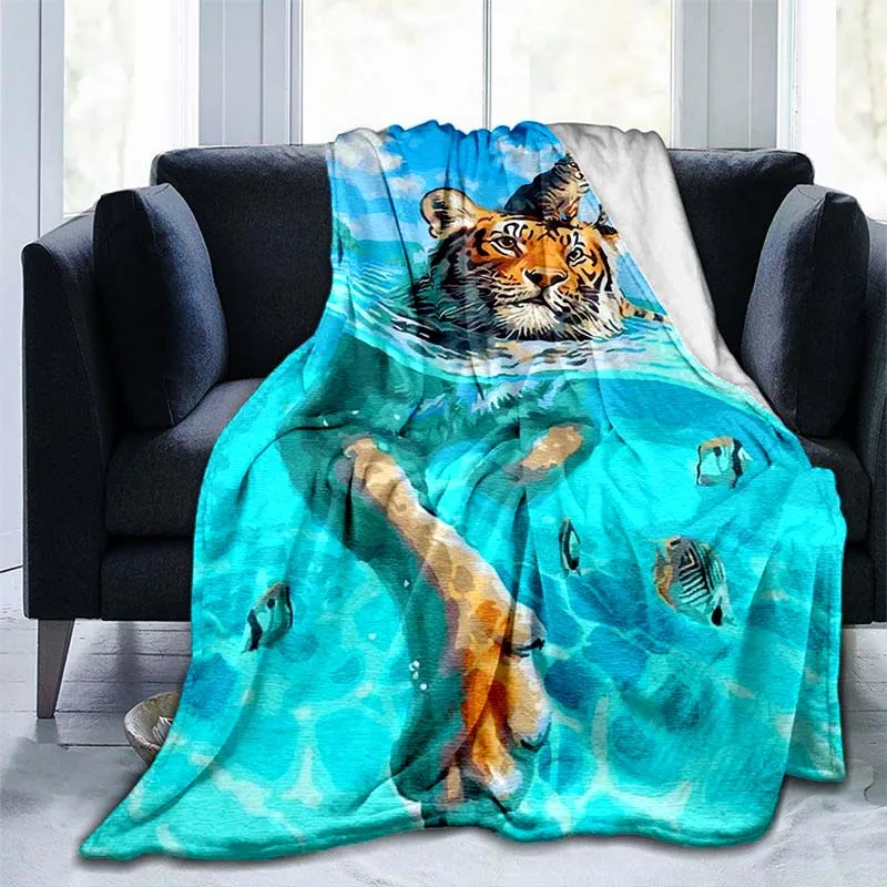 

Animal Tiger Blanket Flannel Blanket Super Soft Fleece Throw Blankets Warm Blanket for Bedroom Couch Sofa