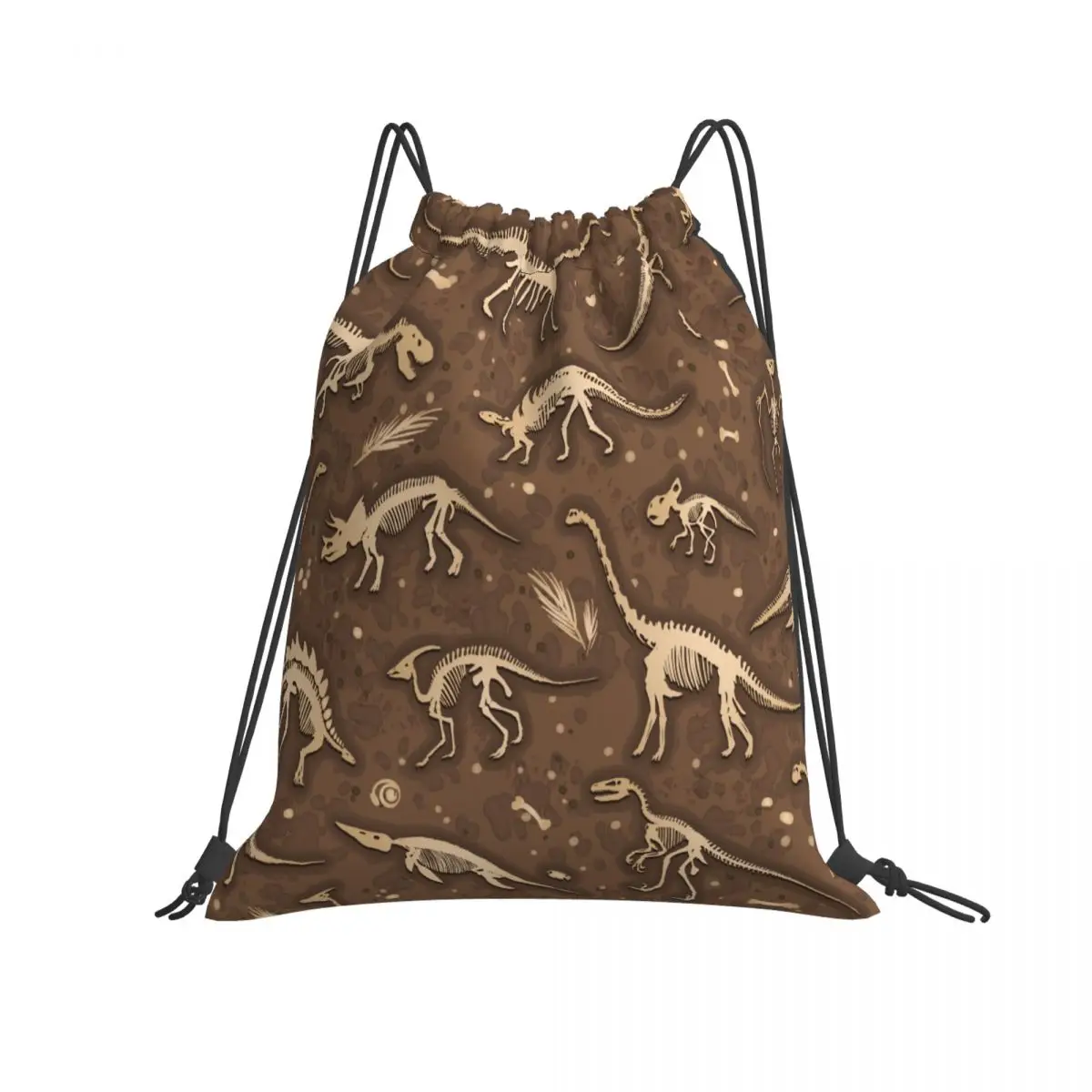 Foldable Gym Bag Fossils Dinosaurs Silhouettes Fitness Backpack Drawstring Hiking Camping Swimming Sports Bag