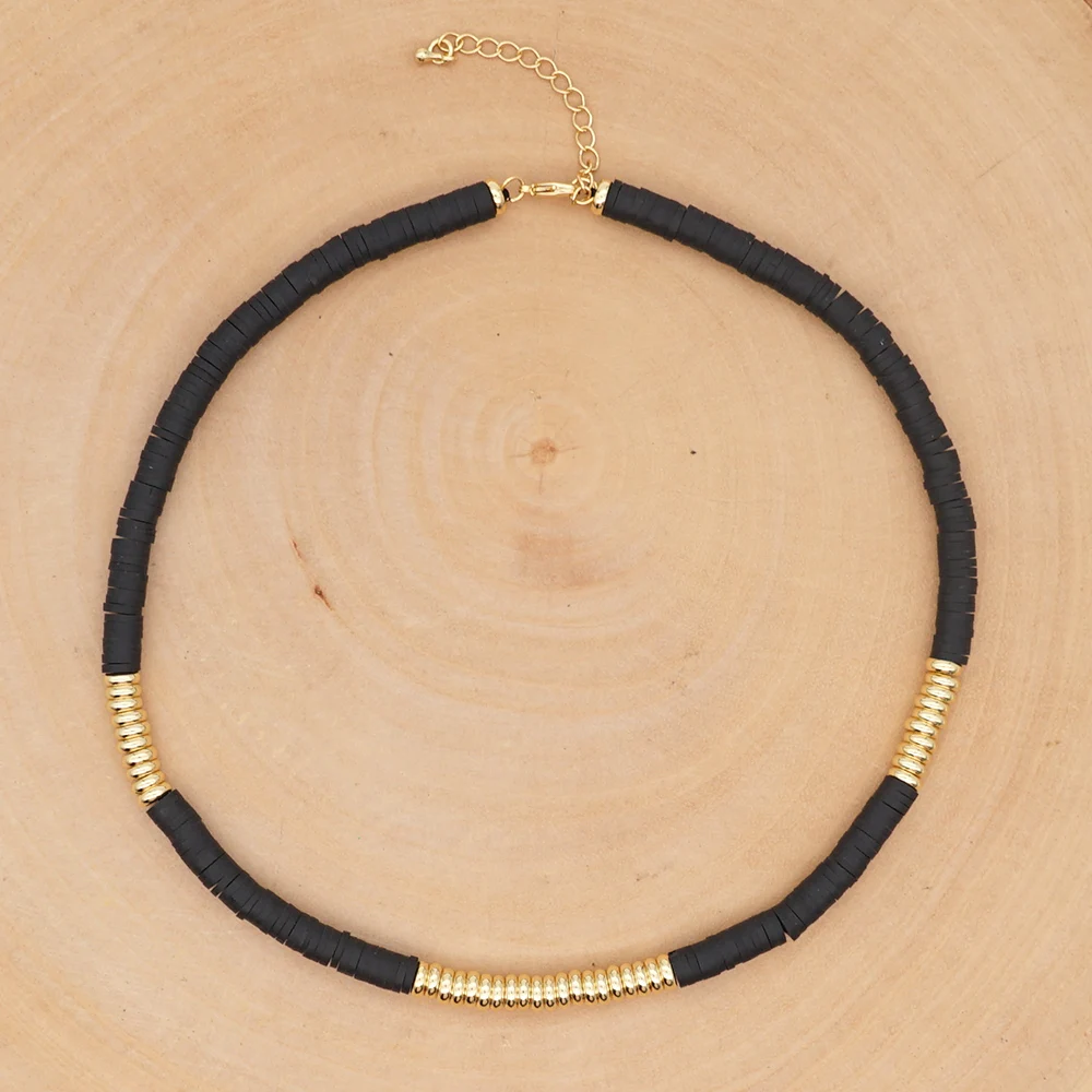 

Necklace Ladies 2020 Vinyl Blackstone Disc 6mm Bead Necklace Necklace Polymer Clay Bead Chain