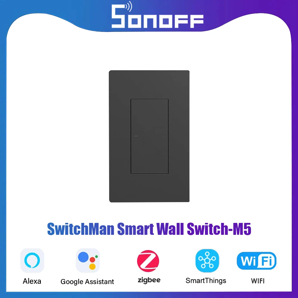 

Умный выключатель SONOFF M5 SwitchMan с Wi-Fi для умного дома, 1/2/3 клавиш, ЕС/США, настенный выключатель через Ewelink Alexa Google Home Alice, дистанционное управлени...