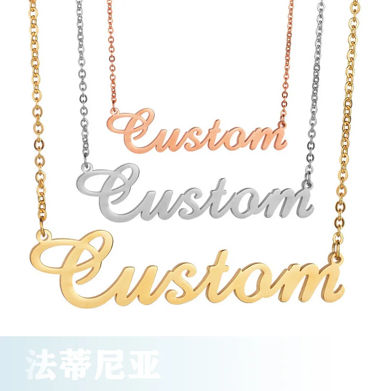 

Fashion stainless steel jewelry personalized name letter necklace custom logo gold plated necklace