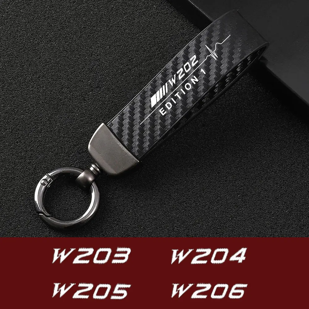 

Car KeyChain Carbon Fiber Style Key Rings Holder Bag For Mercedes Benz Edition 1 C-Class W202 W203 W204 W205 W206 Accessories