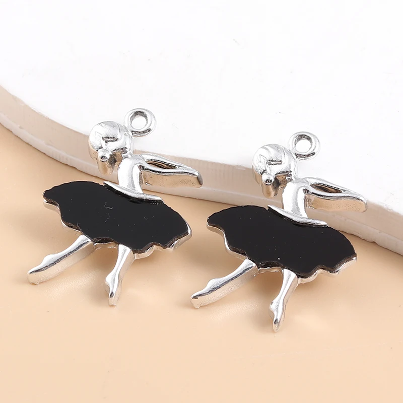 

10 шт. новые милые эмалевые подвески для балерины, Модные Черные Подвески для платья для изготовления ювелирных изделий «сделай сам», Аксесс...