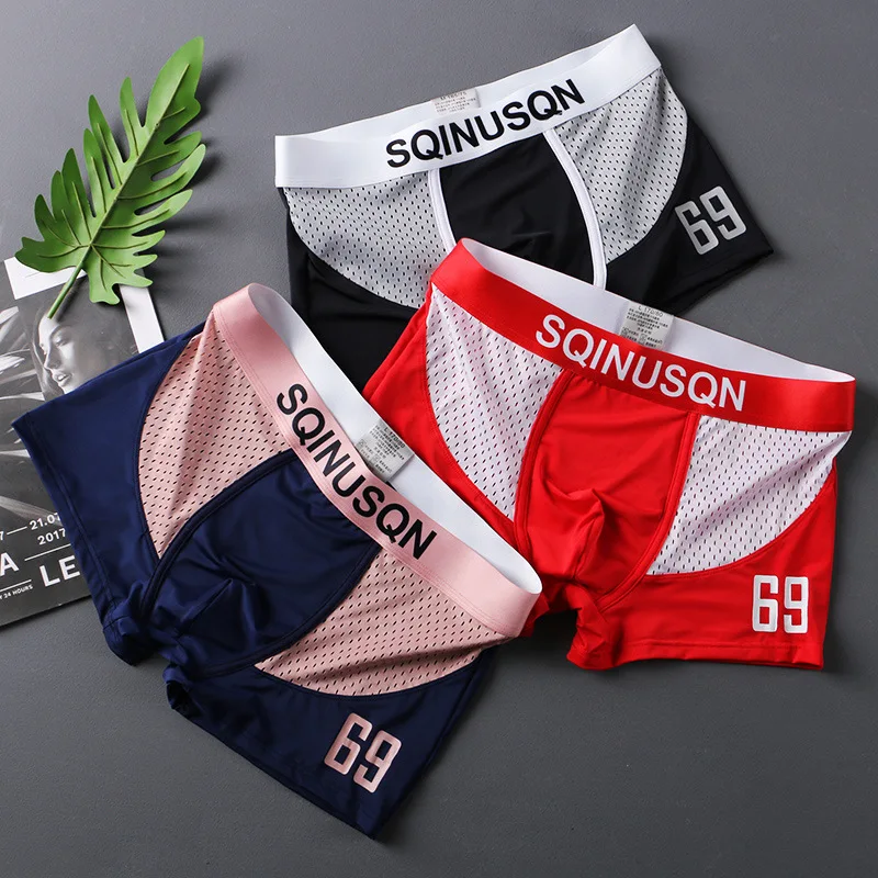 

3 Pieces Men's Panties Summer Breathable Ice-cold Cool Underpants Ice Silk Boxer Shorts Panties for Intimate Boxers for Boys
