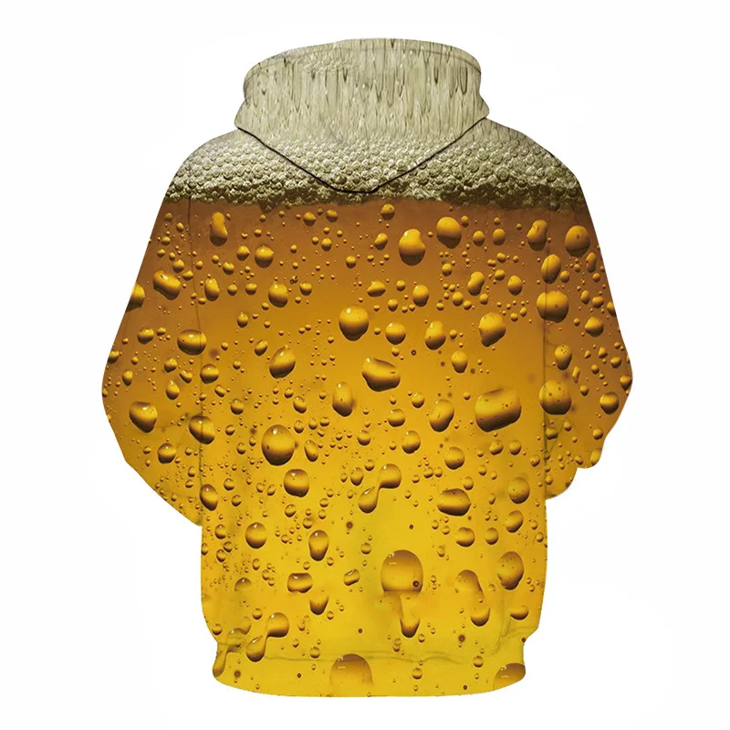 

KO3136 Beer 3D digital printing European and American men's spring and autumn hooded sweater