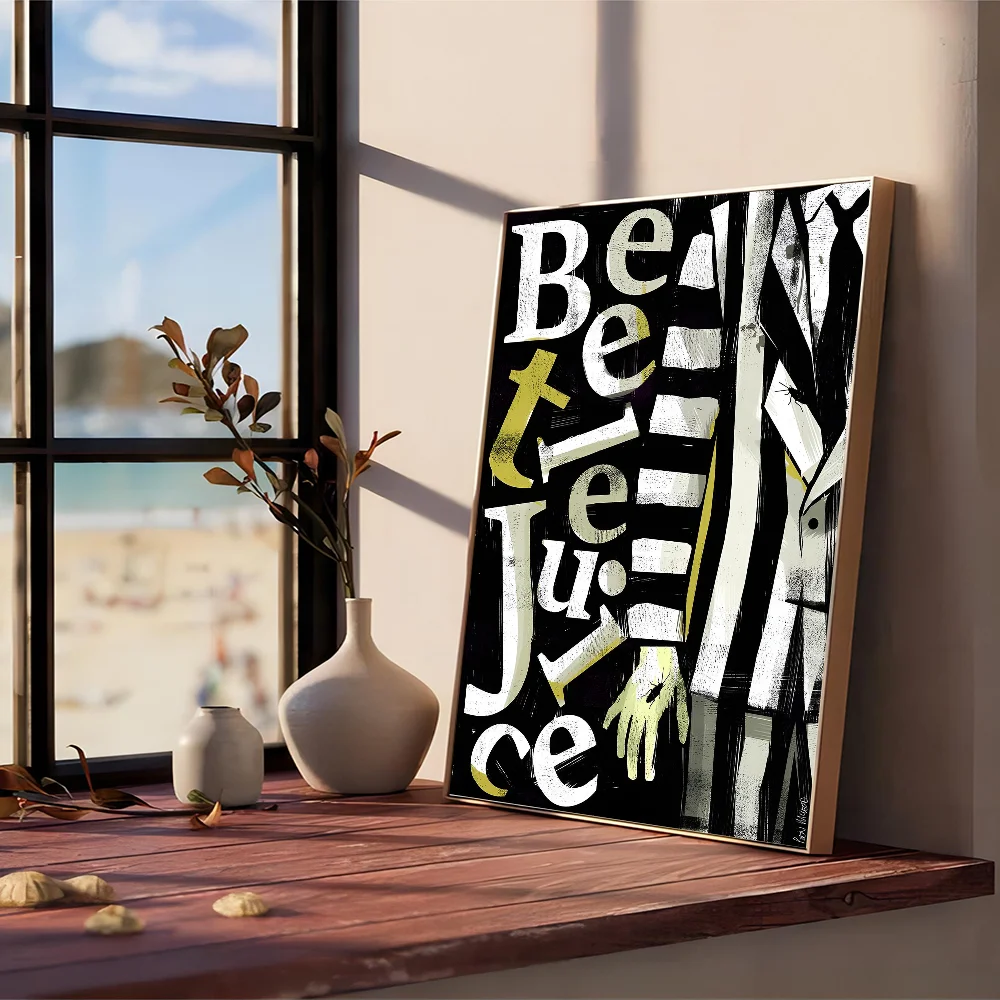Movie B-Beetlejuice Horror Whitepaper Poster Waterproof Paper Sticker Coffee House Bar Aesthetic Art Wall Painting