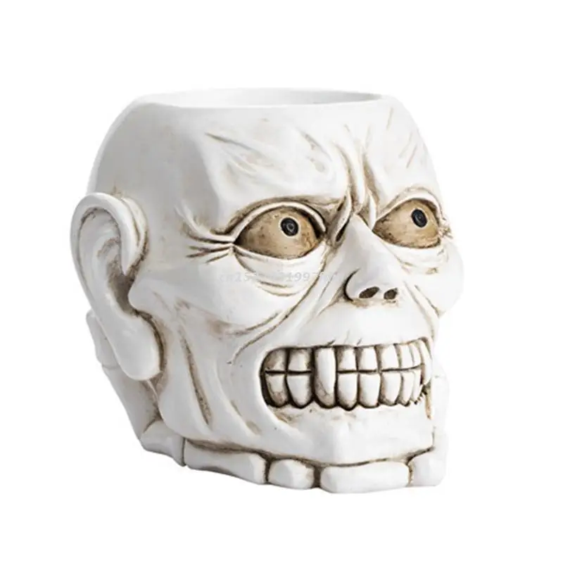 

Concrete Flowerpot Mold Skull Shape Pen Holder Mold Cement Container Silicone Mold Succulent Planter Concrete Vase Mold