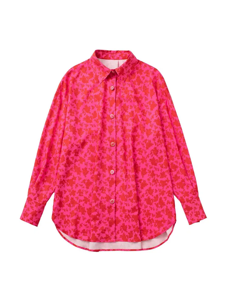 

2022 Summer Women Satin Shirts Blouses Tops Long Sleeve Print Loose Female Fashion Street Top Smock Clothing Blusas
