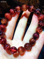 10 5mm natural copper red rutilated quartz cat eye bracelet clear crystal round beads women man bracelet genuine aaaaa