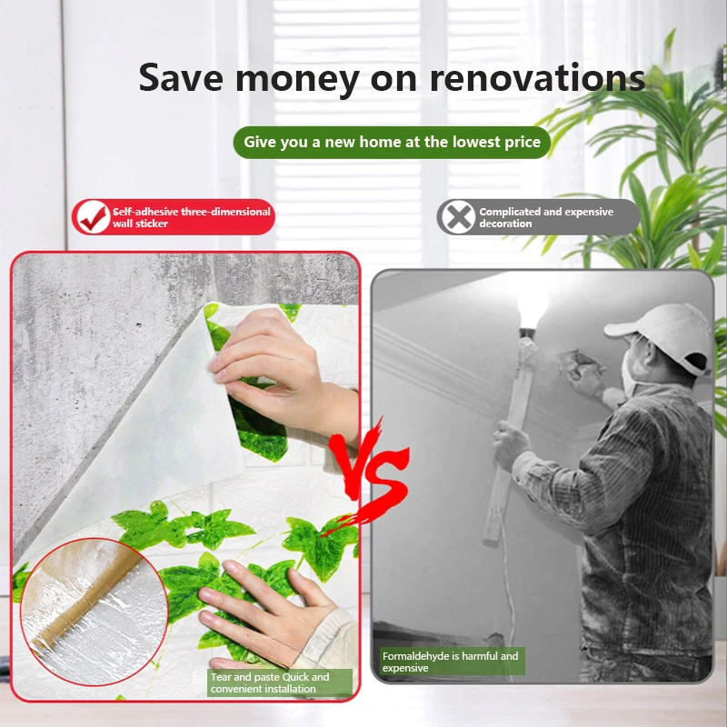 Рулон водостойких самоклеящихся 3d-наклеек с имитацией кирпича 70 х10 м