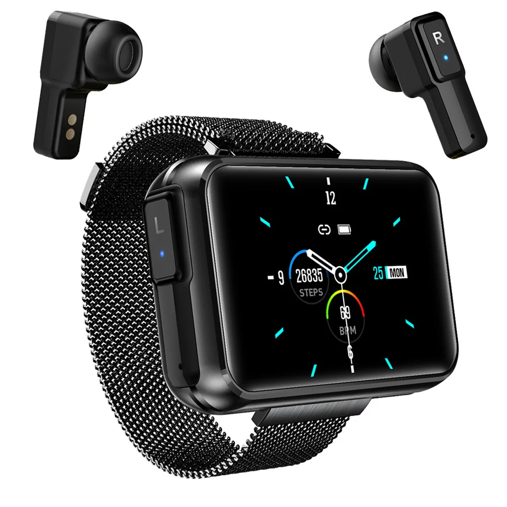 

New T91 2 in 1 TWS Wireless Headset Smart Watch Men 1.4inch Big DIY Screen Bluetooth 5.0 Headphone Fitness Tracker Smartwatch