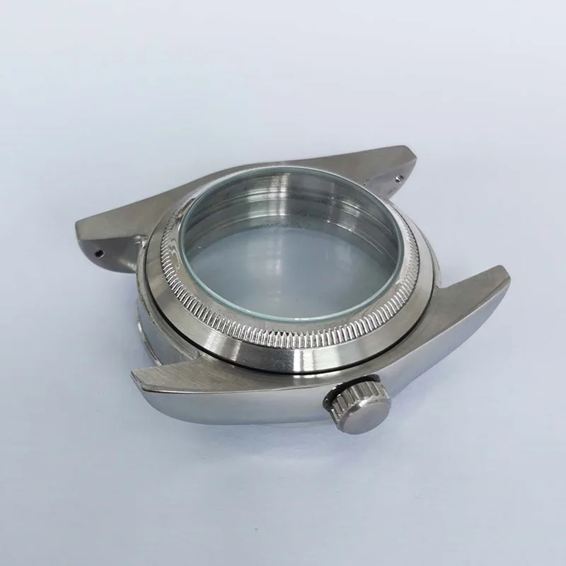 Transparent back cover 36mm Sapphire Crystal Stainless Steel Two Tone Watch Case Diamond Bezel Fits For 20MM Strap