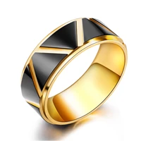 titanium steel ring mens geometric design mens matte black gold stainless steel ring mens jewelry wholesale