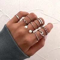 fashion creative twist thread pearl knuckle rings bohemian sweet simple personality geometric set rings for women jewelry gifts