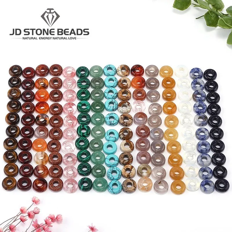 

Wholesale Natural Big Hole Stone Agate Beads Spacer Hole Size 4mm for Jewelry Making DIY Bracelet