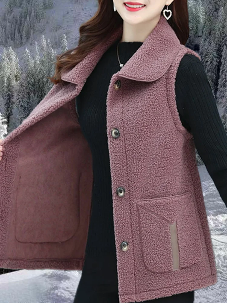 Women's Imitation Vest Outerwear Women Autumn and Winter Middle-Aged Elderly Middle-aged Dress Fashion Si...