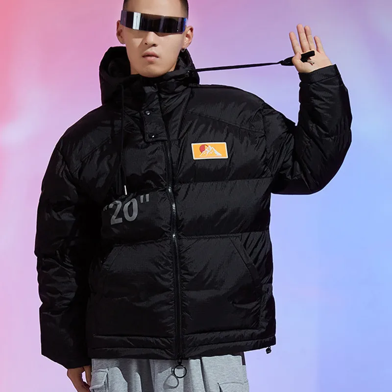 Cotton Padded Jacets Men's Winter Waterproof Windproof Thickened Coats Label Loose Hooded Parkas Korean Campus Sports Outwear