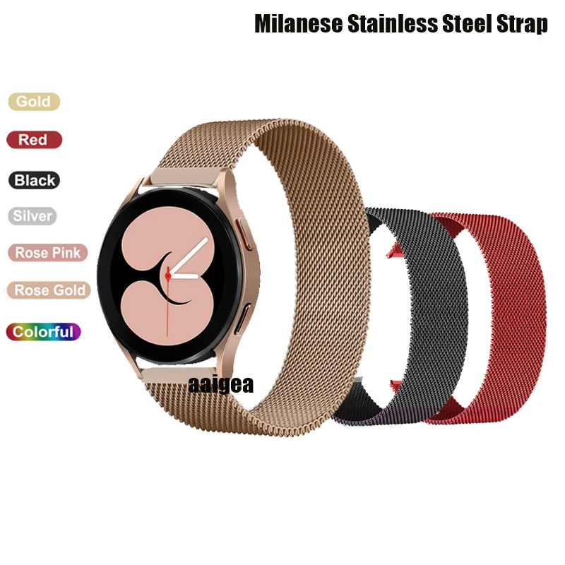 

20mm/22mm Milanese Loop Magnetic Strap for Samsung Galaxy Watch 4 40mm 44mm Classic 42mm 46mm Active2 Stainless Steel Watchbands