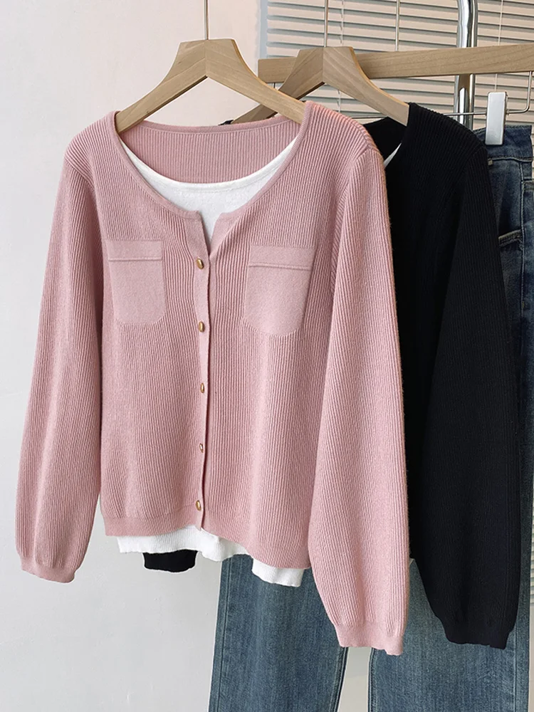 Вязаный свитер большого размера пуловер Женский Осенний Модный в Корейском