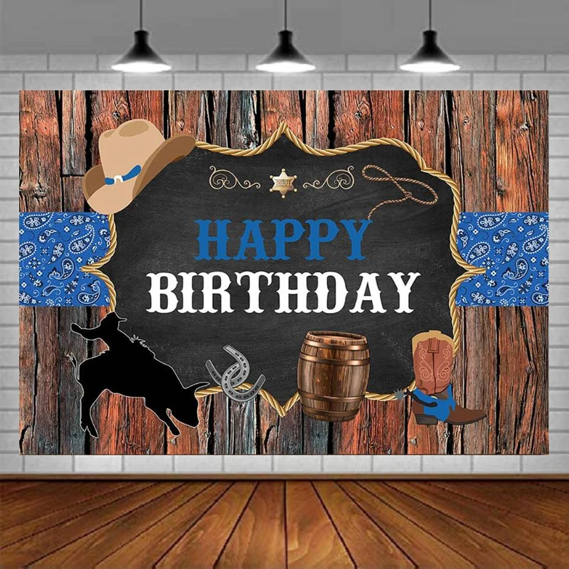 

Western Cowboy Theme Photography Backdrop Rustic Wood Rodeo Background Wild West Happy Birthday Party Decorations Photo Booth