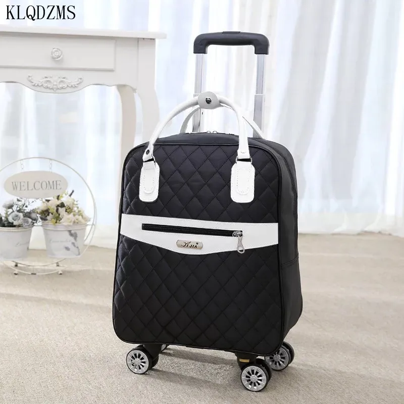 KLQDZMS 20/24inch  New Men's and Women's Fashion Rolling Luggage Oxford Trolley Suitcase Universal Wheel Handheld Travel Bag