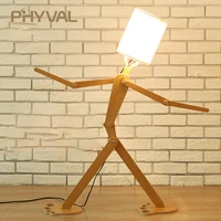 phyval robot table lights multi joint movable creative adjustable for living childrens room decor wooden desk lamps fixtures