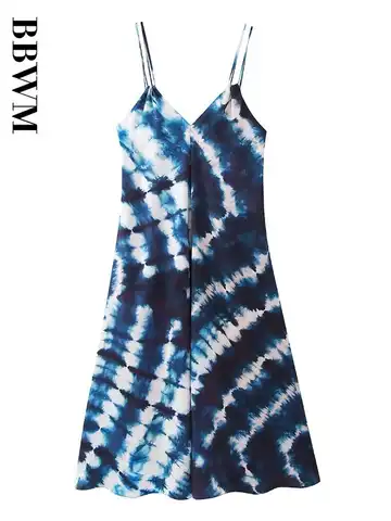 2023 Tie Dye Dress Woman Fashion Print Long Dresses Vintage Sleeveless Evening Dress Women Summer Strap Midi Dresses Chic Female