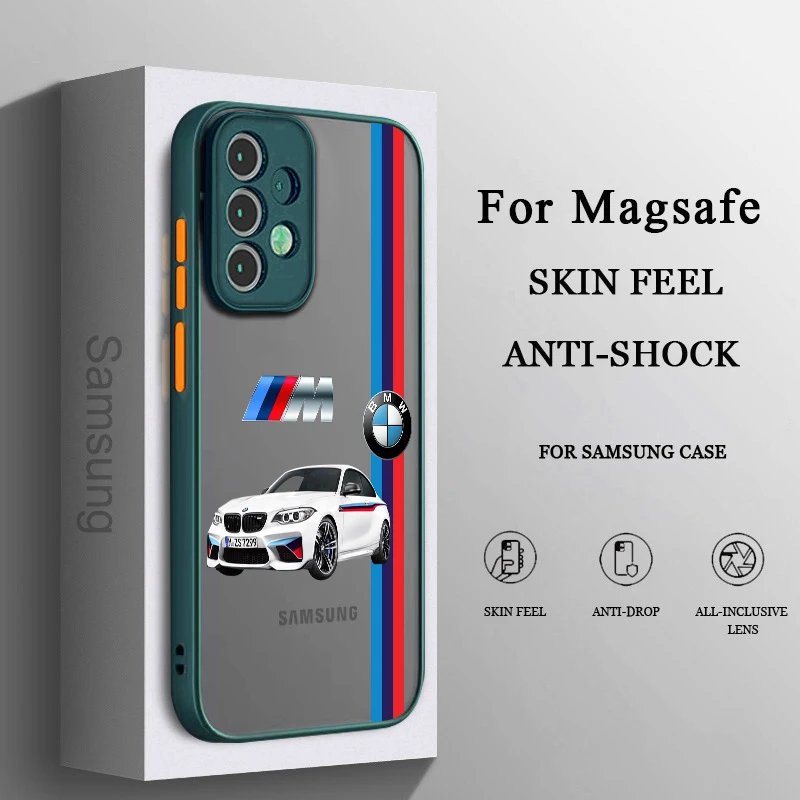 

Luxury Car BMW Color Phone Case For Samsung A71 A70 A50 A52 A51 A42 A32 A22 A21S A12 A33 A53 Frosted Translucent
