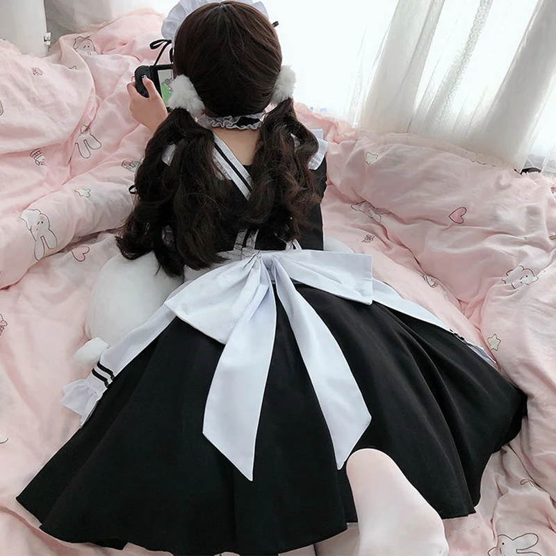 2023 Black Cute Lolita Maid Costumes Girls Women Lovely Maid Cosplay Costume Animation Show Japanese Outfit Dress Clothes images - 6
