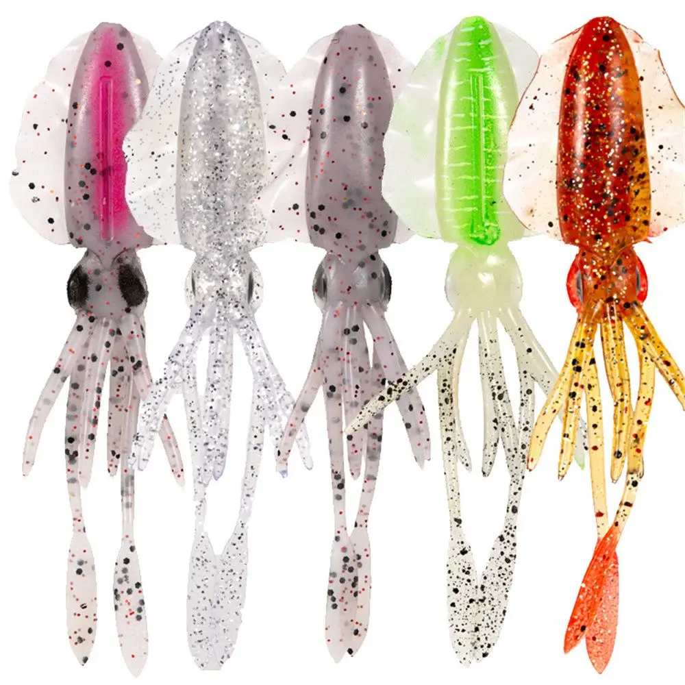 

1Pc 10/12/15cm Artificial Squid Baits Soft Fishing Lure 5 Color Silicone Swimbait Fishing Bait Accessories Luminous Fishing Lure