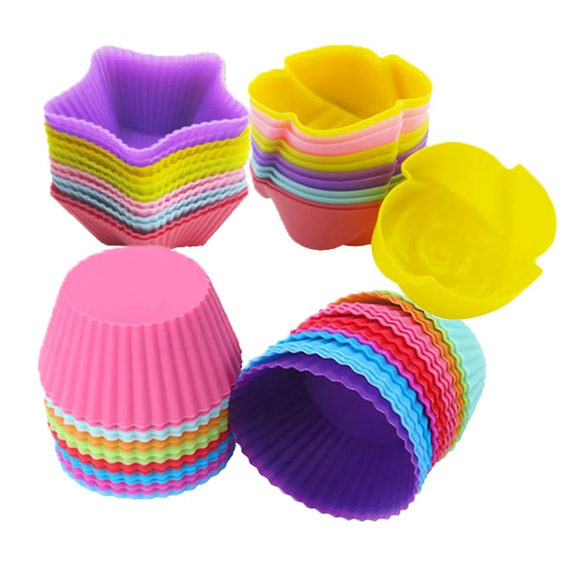 

5Pcs Non-Toxic Environmentally Friendly Silicone Cup Cake Chocolates Cookie Mousse Mold -40C To +230℃ Kitchen Baking Accessories